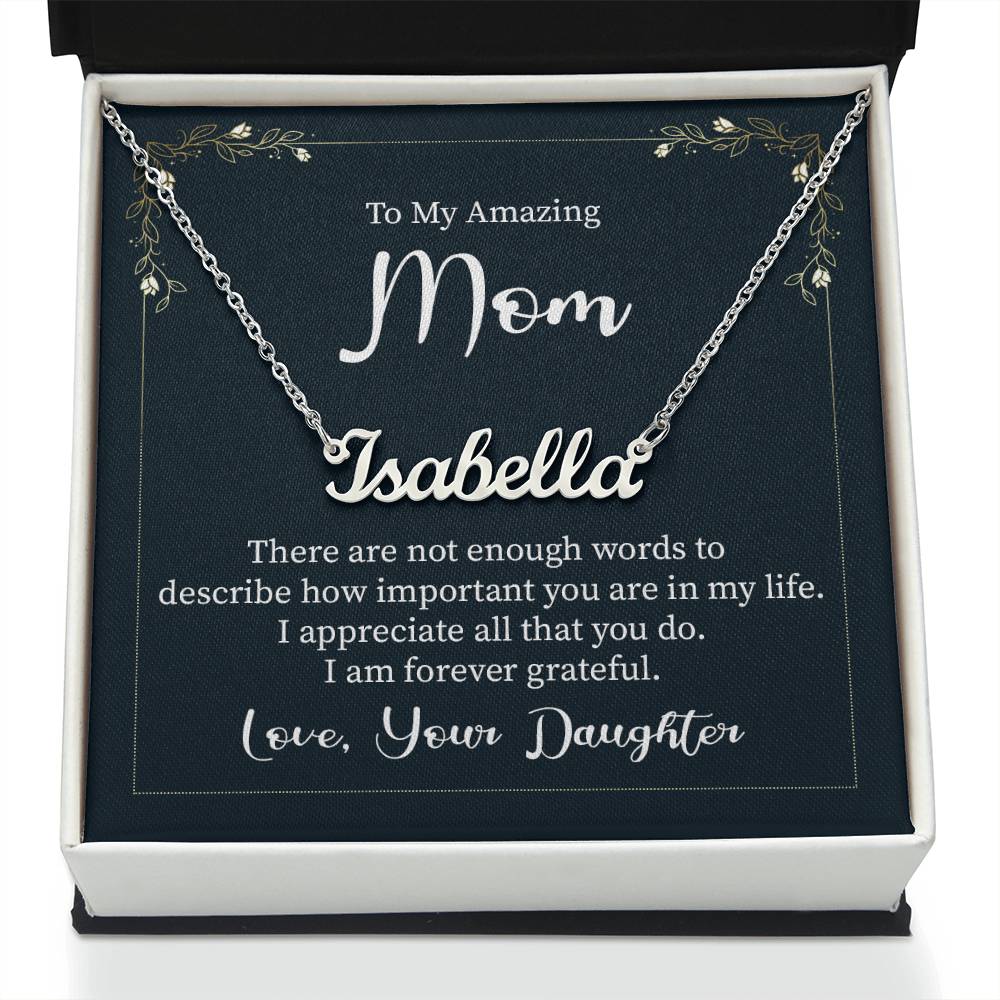 Customized To Mom - "Am Forever Grateful" Necklace