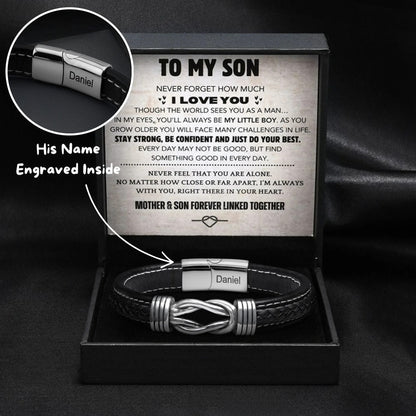 To Son - "Never Forget" Engraved Bracelet